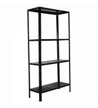 Стеллаж металл BOOMHOUSE (БУМХАУС) в1500*ш750*г300мм, 4 полки, нагрузка на стеллаж до 120 кг, черный, 291420