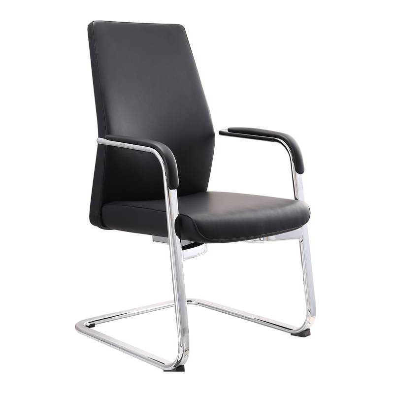 Кресло Бюрократ _JONS-LOW-V/BLACK на полозьях черный кожа главное фото