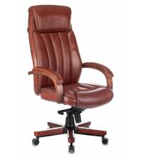 Кресло руководителя Бюрократ T-9922WALNUT светло-коричневый Leather Eichel кожа крестовина металл/дерево