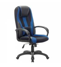 Кресло компьютерное  PREMIUM "Rapid GM-102", НАГРУЗКА 180 кг, экокожа/ткань, черное/синее, 532106