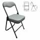 Стул складной для дома и офиса РС04К комфорт, черный каркас, рогожка светло-серая. Фото товара с разных ракурсов.